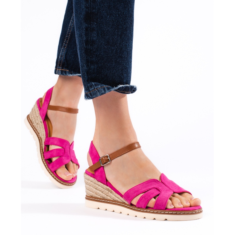 Women's pink wedge sandals 1