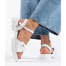 Goodin Comfortable women's white leather sandals 2