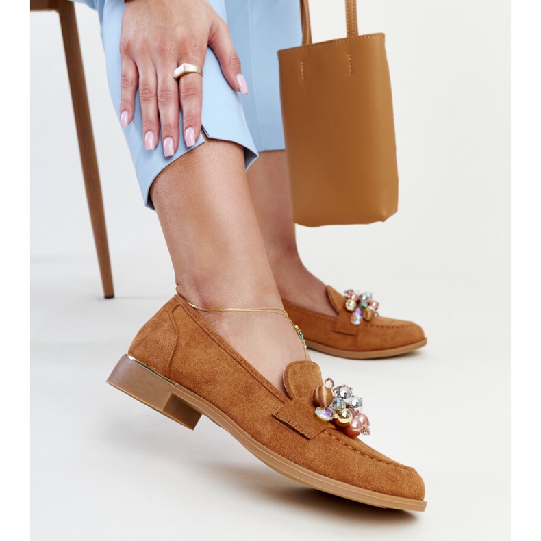 Brown moccasins with Dahera decorations 1