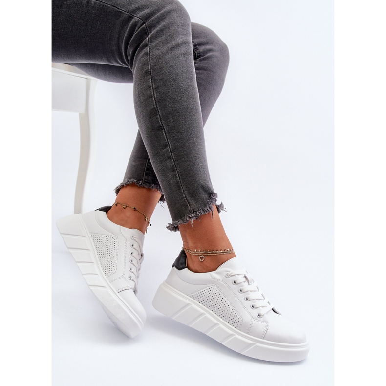 Women's Leather Platform Sneakers White Gatira 1 Women's Leather Platform Sneakers White Gatira 1