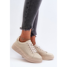 Women's Leather Sneakers on the Beige Platform Gatira 2