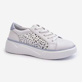 Women's Openwork Sneakers on the Platform Leather White Peilaeno 1