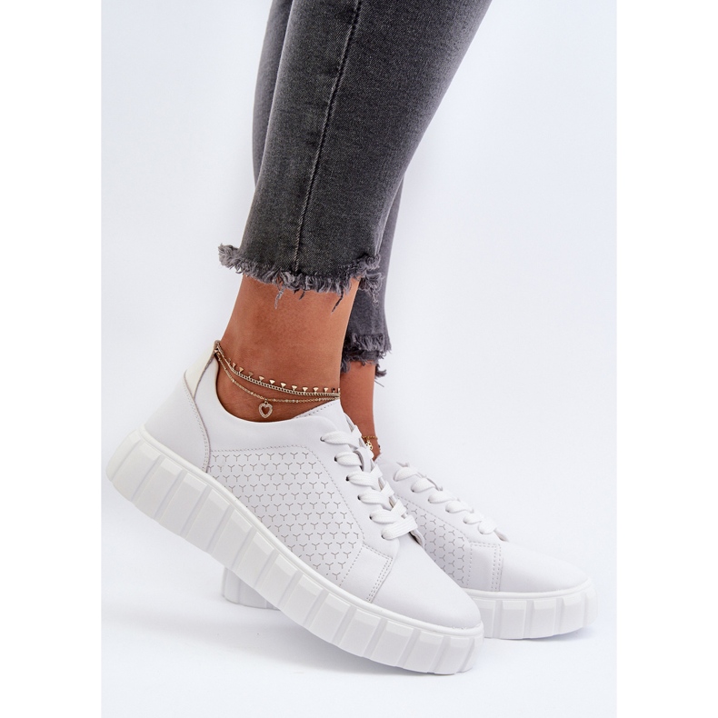 Women's Leather Sneakers on the Platform, White Eselmarie 2