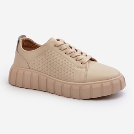 Women's Leather Sneakers on the Beige Eselmarie Platform 1