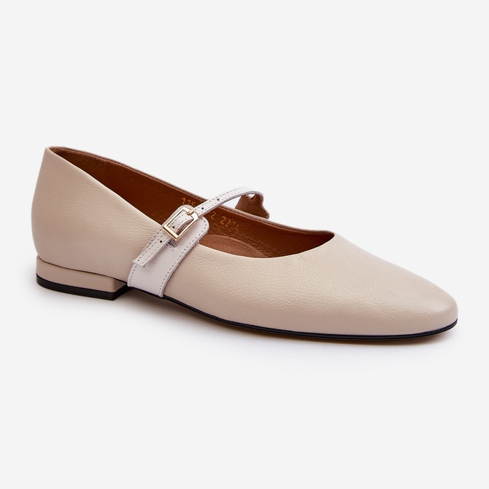 Women's Leather Flat Ballerinas Laura Messi 2774 Beige 1 Women's Leather Flat Ballerinas Laura Messi 2774 Beige 1