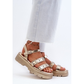Women's Decorated Sandals Eco Leather Gold Arcida golden 2