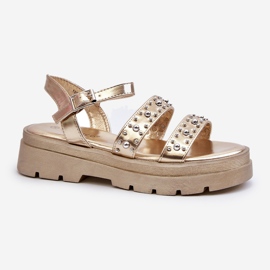Women's Decorated Sandals Eco Leather Gold Arcida golden 1