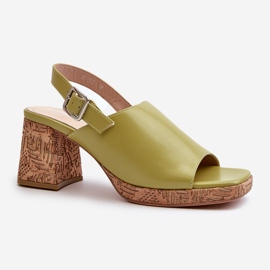Women's Eco Leather Sandals On High Heel Sergio Leone SK572 Pistachio green 1