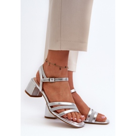 Women's Low-Heel Sandals Made of Eco Leather Sergio Leone SK046 Silver 2