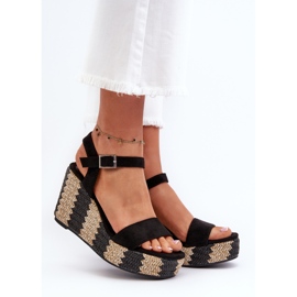 Women's Wedge Sandals With Braid, Black Reviala 2