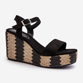 Women's Wedge Sandals With Braid, Black Reviala 1