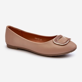 Eco-Leather Ballet Flats With Decoration, Dark Beige Enicoria 1