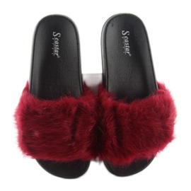 Flip-flops with fur dd69p wine red 2