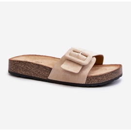 Women's Flip-Flops With a Buckle Eco Suede Beige Laeltia 2