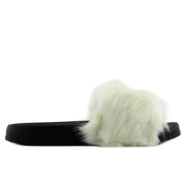 Slippers with fur dd69p white 2