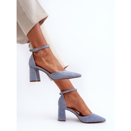 High heel pumps with pointed toes, Eco Suede, Blue Halene 1
