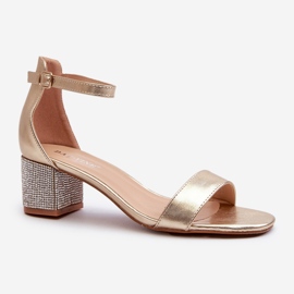 Women's Sandals Made of Eco Leather With Decorated High Heels, Golden Wiatalia 1 Women's Sandals Made of Eco Leather With Decorated High Heels, Golden Wiatalia 1