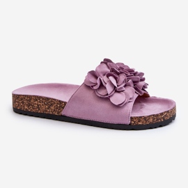 Women's Flip-Flops On a Cork Platform Made of Eco Suede, Purple Jaihini violet 1