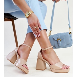Dark beige high-heeled sandals by Vesna 1