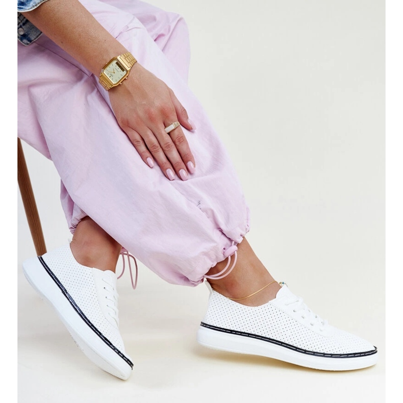 White and black openwork Biserka sneakers 1