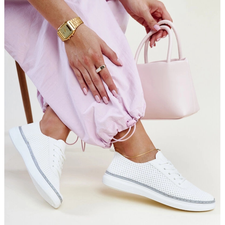 White and gray openwork Biserka sneakers 1