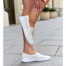 Beige openwork slip-on sneakers by Dafina 1 Beige openwork slip-on sneakers by Dafina 1