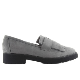 Women's loafers high sole F173p gray grey 2