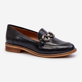Women's Leather Patent Loafers Laura Messi 2760 Navy Blue 2
