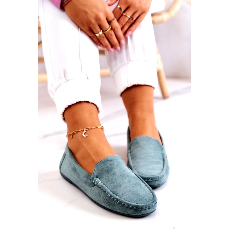 Evento Women's Suede Loafers Mint Morreno green 4