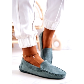 Evento Women's Suede Loafers Mint Morreno green 1