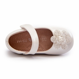 Miss Children's ballerina shoes with Velcro fastening and decoration, white 3 Miss Children's ballerina shoes with Velcro fastening and decoration, white 3