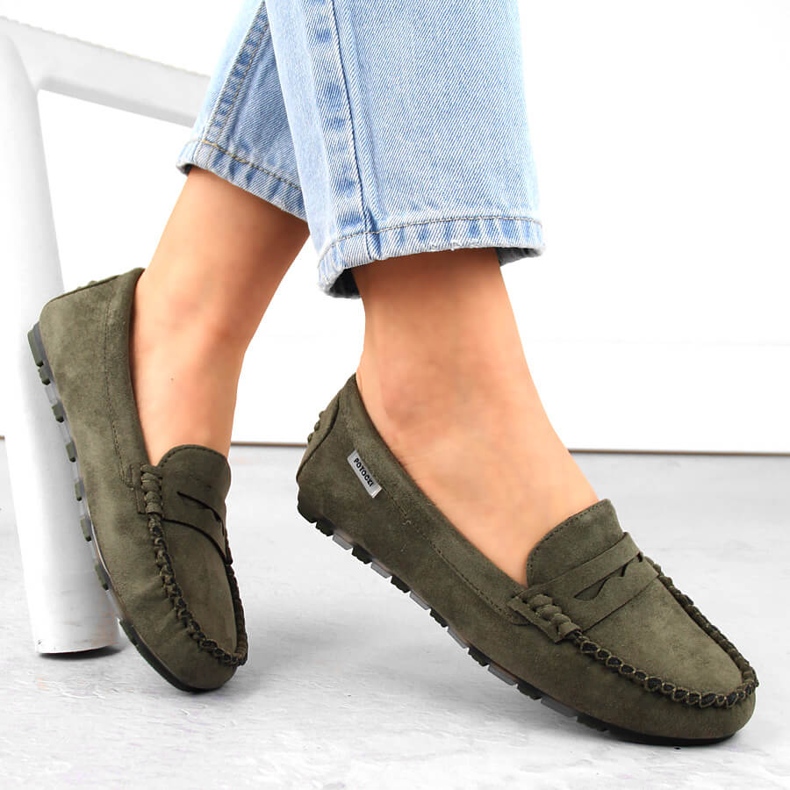 Potocki 09300 khaki women's suede moccasins green 1 Potocki 09300 khaki women's suede moccasins green 1
