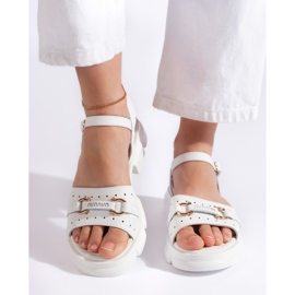 Goodin Women's white leather sandals 1