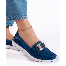 Goodin Women's blue openwork moccasins 2