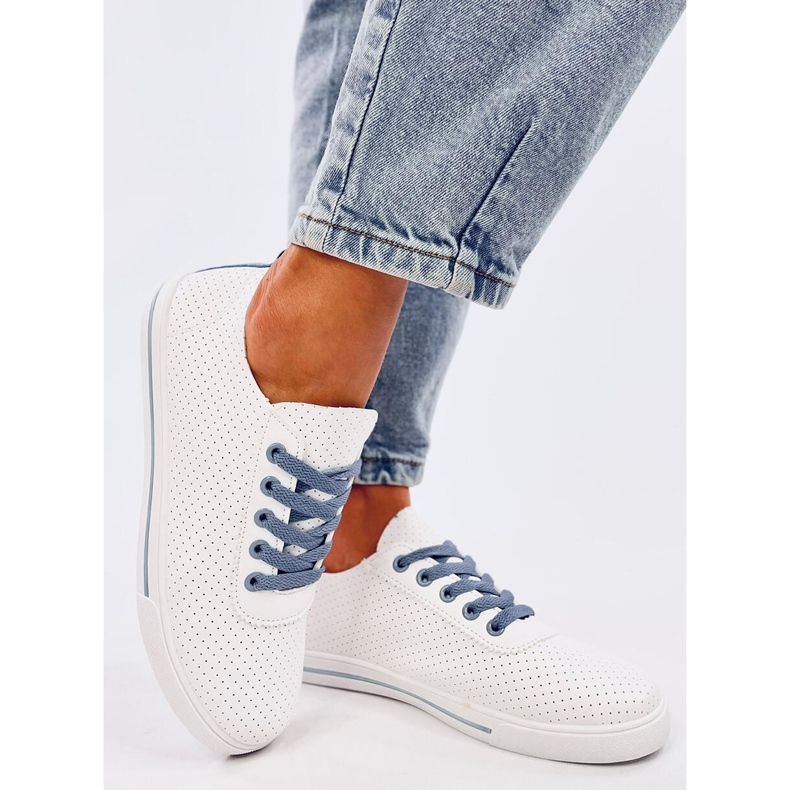 Costier Light Blue women's openwork sneakers white 2 Costier Light Blue women's openwork sneakers white 2