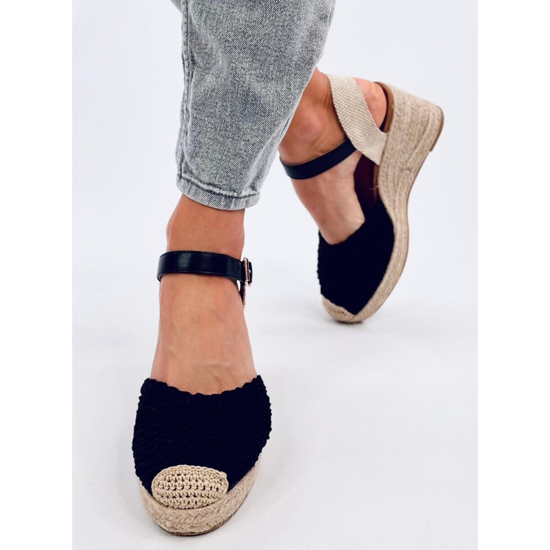 Morelli Black espadrille wedge sandals 1