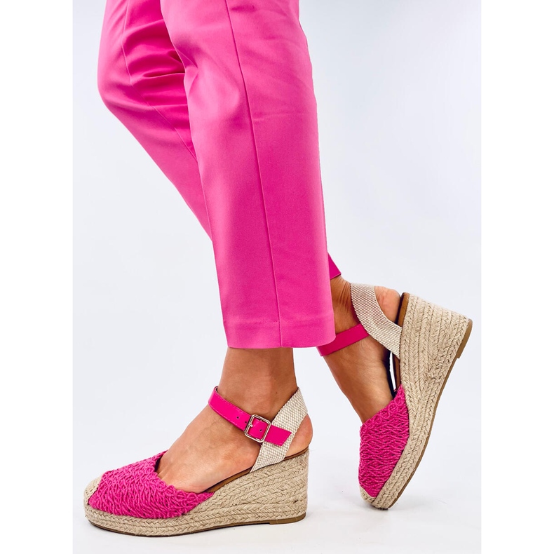 Morelli Fuchsia espadrille wedge sandals pink 2