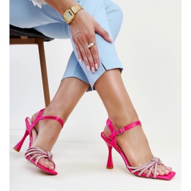 Dark pink shiny high-heeled sandals from Ankica 2