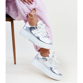 White and silver high platform Lengyel sneakers 1