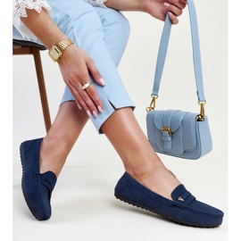 Navy blue moccasins with a matte finish from Rubiania 1