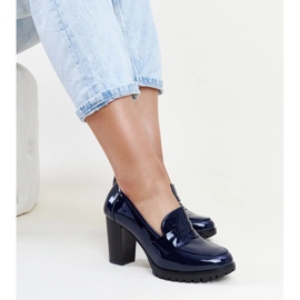Navy blue patent pumps with a high heel Licoletta 1