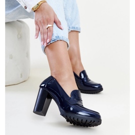 Navy blue patent pumps with a high heel Licoletta 2