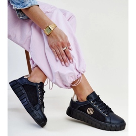 Black leather sneakers with a massive Viera sole 1