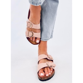 Scholki Byrd Pink cork slippers 1