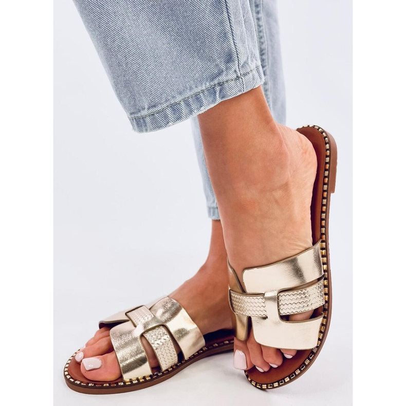 Elegant Dalmasi Gold women's flip-flops golden 2