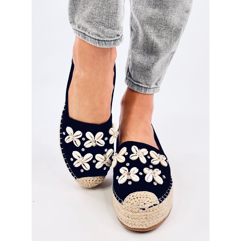 Elif Black espadrilles with shells 1