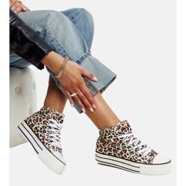 Bagy high leopard print sneakers with a thick sole brown 4