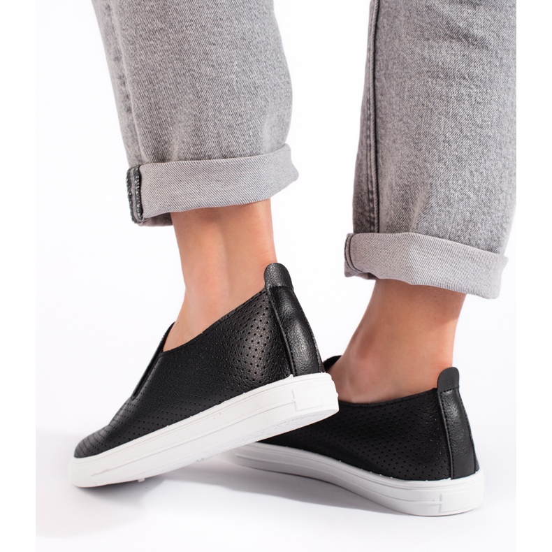 Openwork slip-on sneakers, black 2
