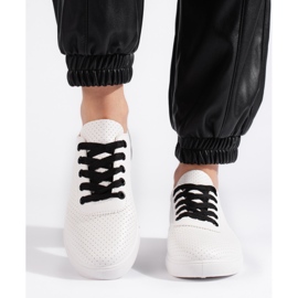 Women's white and black openwork sneakers 1