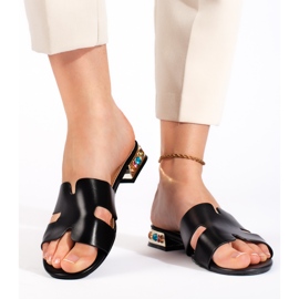 Black women's flat slides 1